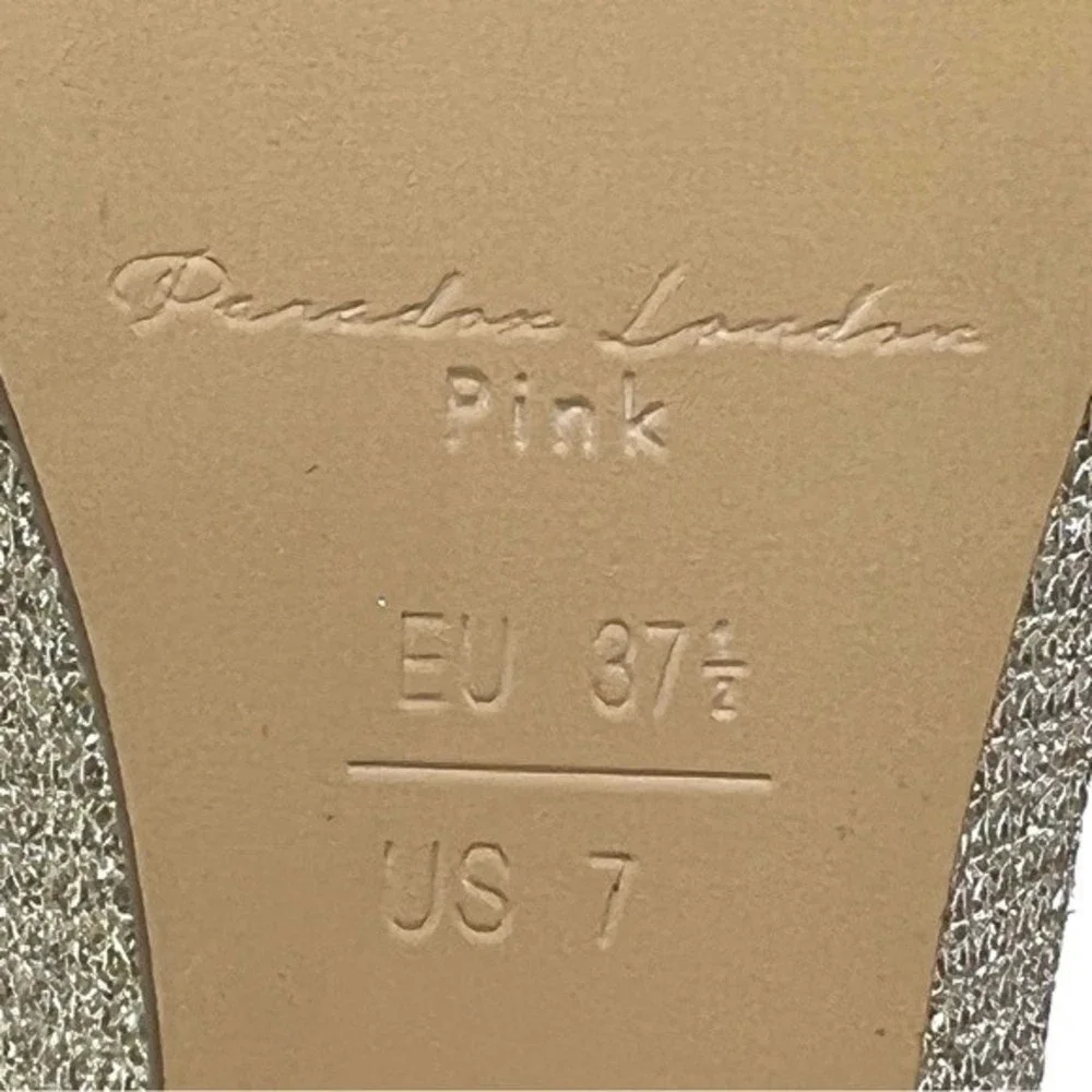 Paradox London Womens Size 7‎ Jackie Low Wedge Champagne Shimmer Dress Sandals